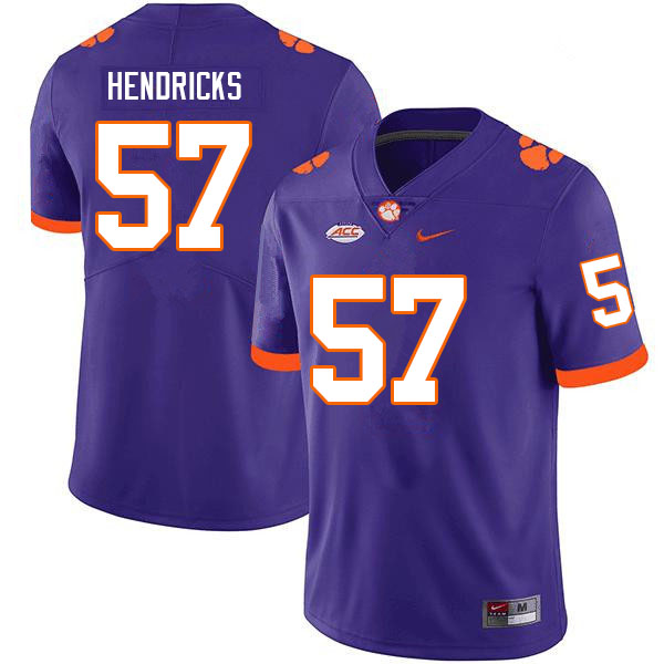 Men #57 Jacob Hendricks Clemson Tigers College Football Jerseys Sale-Purple
